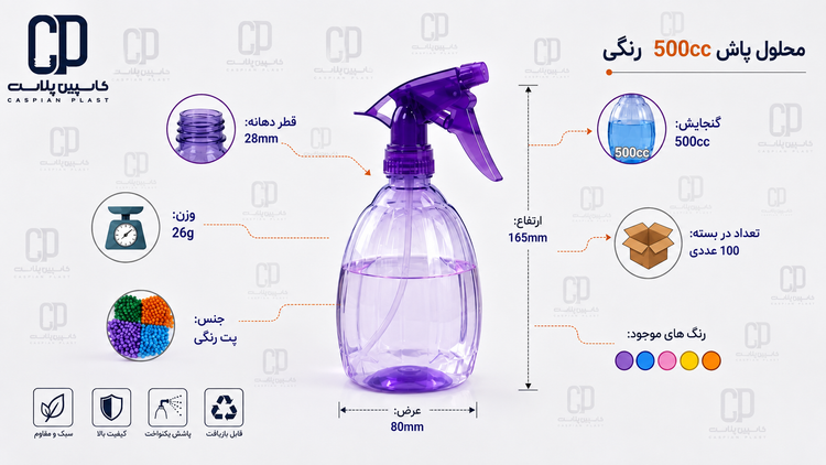محلولپاش ۵۰۰ سیسی رنگی