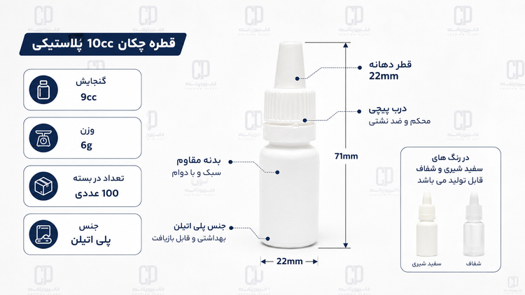 قطرهچکان پلاستیکی ۱۰ سیسی
