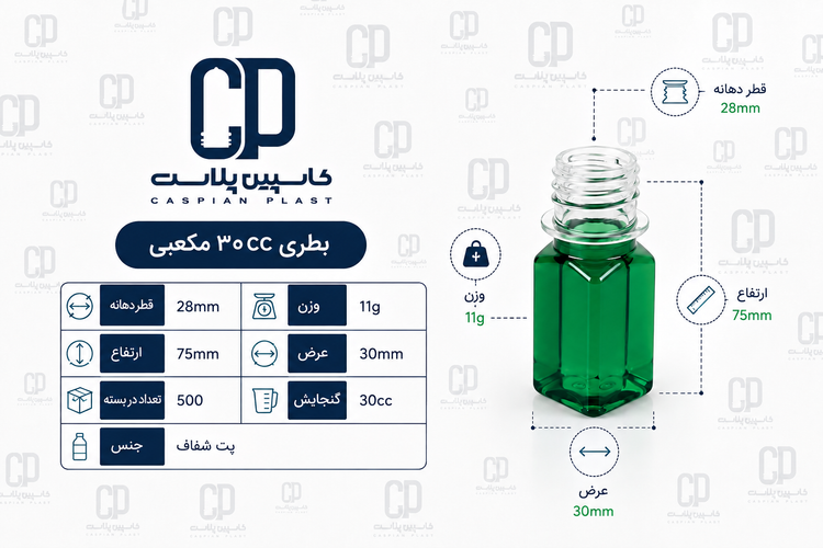 بطری ۳۰ سیسی مکعبی